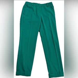 LOFT Teal Emerald Green Cuffed Trouser Pants Size 2 Straight Leg Career EUC
